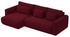 Divano angolare burgundy allungabile/con contenitore (con penisola a sinistra/con chaise lounge) con rivestimento in velluto Kapua – Makamii