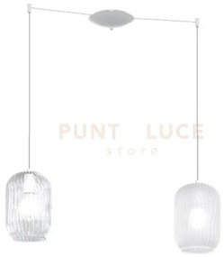 Sospensione bianco 2 luci spostabile vetri tr + bf 1181bi-s2 s-bt