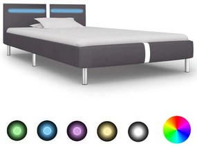 Giroletto Con Led Senza Materasso Grigio İn Similpelle 90x200cm /