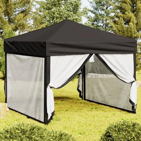 Tenda Per Feste Pieghevole Con Pareti Laterali Nero 3x3 M /