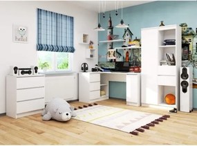 Scrivania Angolare 155 Cm 3 Cassetti Laterali A Sinistra Artika Bianca