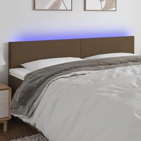 Testiera A Led Marrone Scuro 160x5x78/88 Cm İn Tessuto /