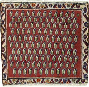 Shiraz Tappeto 60x60 Rosso (Iran) Annodato A Mano