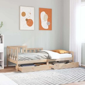Dormeuse Con Cassetti 90x200 Cm Legno Massello Pino /