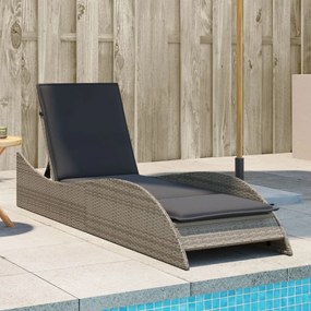 Lettino Prendisole Con Cuscino Grigio 60x205x73 Cm Polyrattan /