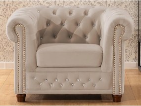 Poltrona chesterfield beige con rivestimento in velluto York Blik – Ropez