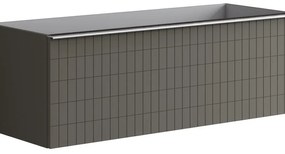Mobile da bagno sospeso sotto lavabo L 120 x H 40 x P 45.5 cm grigio laccato opaco, 2 cassetti Pixel grid