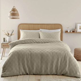 Biancheria da letto beige per letto matrimoniale 200x200 cm Waffle Checkerboard - Catherine Lansfield