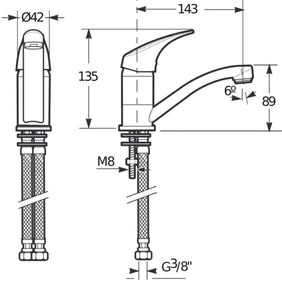 JIKA H3511N10042201 - Rubinetto per lavello TALAS 13,5 cm cromo lucido
