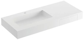 Lavabo consolle rettangolare L 120 x P 46 x H 14 cm in solid surface bianco