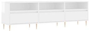 Mobile Porta TV Bianco Lucido 150x30x44,5 cm Legno Multistrato