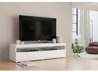 Mobile da soggiorno Porta TV, Made in Italy, Supporto per TV a 1 anta, Credenza da salotto, cm 130x45h36, Bianco lucido