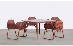Set di un Tavolo e 4 Sedie da Esterni in Alluminio e Rattan Sintetico - The Masie