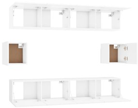 Set di mobili porta tv 6 pz bianco lucido in legno multistrato