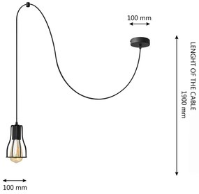 Lampadario a sospensione con filo TUBE 1xE27/15W/230V nero