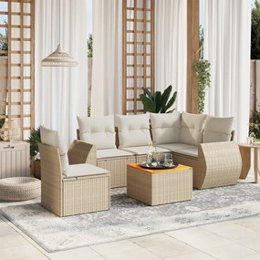 Set divano da giardino 6 pz con cuscini beige in polyrattan