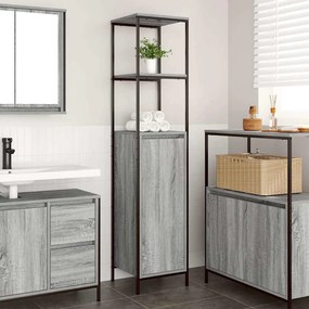 Mobile Da Bagno Con Ripiani Grigio Sonoma 36x35x165 Cm /