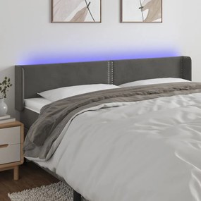 Testiera A Led Grigio Scuro 183x16x78/88 Cm İn Velluto /