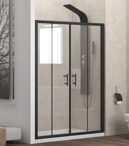 Nicchia doccia 200cm doppio scorrevole anticalcare telaio nero KFN6000 - KAMALU