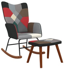 Sedia A Dondolo Con Poggiapiedi İn Tessuto Patchwork /