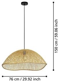 Eglo 390236 - Lampadario a sospensione con filo SAMBUCONA 1xE27/40W/230V diametro 72 cm bambù