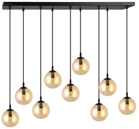 Lampadario a Sospensione in Acciaio e Vetro COSMO 9 Nero 9xE14