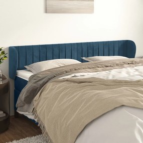 Testiera Ad Orecchio Blu Scuro 203x23x78/88 Cm İn Velluto /