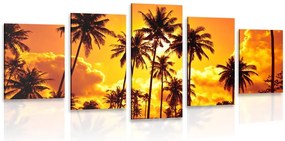 Quadri 5 pezzi – Palme da cocco sulla spiaggia