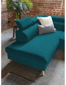 Divano letto angolare a U in velluto turchese (angolo sinistro) Sweet Harmony - Miuform