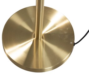 Lampada da terra in ottone con paralume in velluto, motivo a foglie e interno dorato 50/50/25 - Simplo