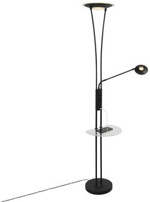 Lampada da terra nera con braccio da lettura con LED e porta USB - Sevilla