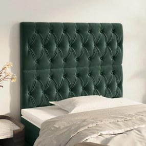 Testiera 2 Pz Verde Scuro 100x7x78/88 Cm İn Velluto /