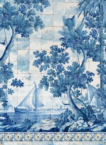 Mindthegap Carta da parati Azure Mural - White/ Blue/ Yellow