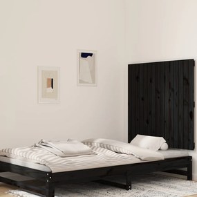 Testiera Da Parete Nera 95,5x3x90 Cm İn Legno Massello Di Pino /