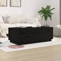 Tavolino da Salotto Nero 100x50x35 cm Legno Massello di Pino 813424