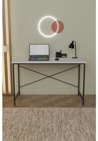 Scrivania Stile Industrial Ferro E Legno 120x60x73 Adam Bianca