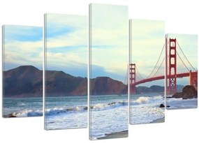 Quadro su tela 5 pannelli New York Golden Gate