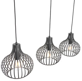 Lampada a sospensione moderna nera 3 luci - Saffira