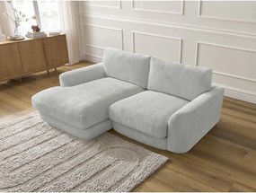 Divano angolare grigio chiaro (con penisola a sinistra/con chaise lounge) con rivestimento in ciniglia Leonore – Bobochic Paris