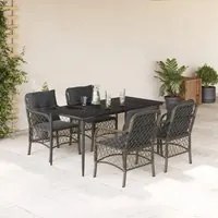 Set da Pranzo da Giardino 5 pz con Cuscini in Polyrattan Grigio 3212127