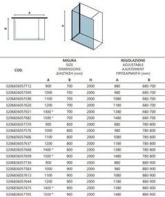 Box Doccia Walk in Profili Cromati H200cm 8mm Anticalcare