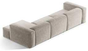 Divano angolare beige (con penisola a destra/con chaise lounge) con rivestimento in velluto a coste Bergamo – Cosmopolitan Design