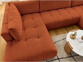 Divano angolare color mattone allungabile e con contenitore (penisola a sinistra/a U) Fuji – Bobochic Paris