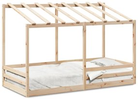 Letto Bambini Con Tetto Bianco 80x200 Cm Legno Massello Di Pino /