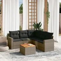 Set Divano da Giardino 6 pz con Cuscini Grigio in Polyrattan 3224121