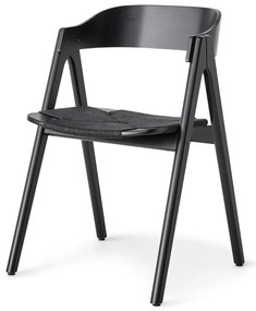 Sedia da pranzo in legno di faggio nero con seduta in rattan nero Findahl di Hammel Mette - Hammel Furniture