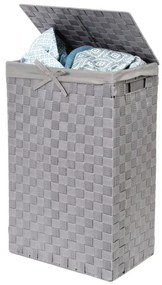 Cesto da bucato grigio con coperchio Cesto da bucato in lino, altezza 60 cm - Compactor