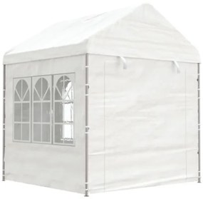 Gazebo con Tetto Bianco 20,07x2,28x2,69 m in Polietilene