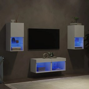 Mobili tv a muro 4pz con luci led bianchi