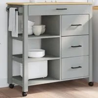 Carrello da Cucina MONZA 84x40x90 cm in Legno Massello di Pinocod mxl 86653